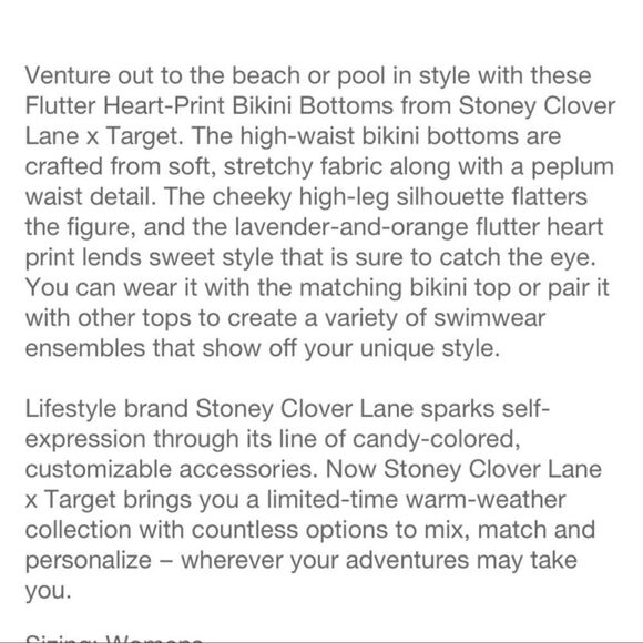 Stoney Clover Lane x Target Lavender Flutter Strap 2 Piece Bikini Top Bottom S - Picture 13 of 13